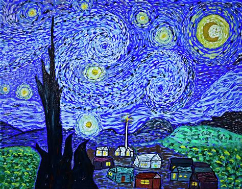 My Interpretation of Starry Night by Vincent Van Gogh Painting by Joyce Dickens