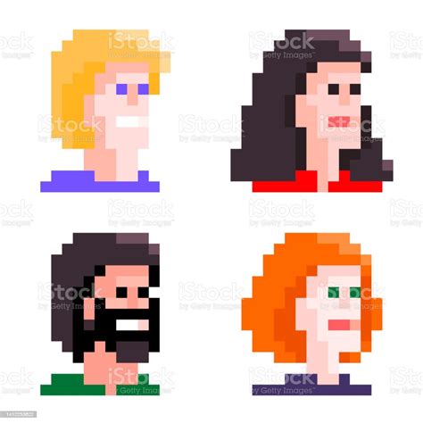 Pixel Art Vector Avatar Faces Colorfull Image Stock Illustration ...