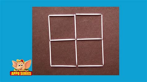 Toothpick Puzzle - Make 4 Squares from 3 - YouTube