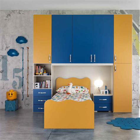 Blue children's bedroom furniture set - 18/03 - M.C.S. - yellow ...