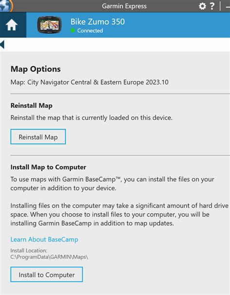 How do I change the region of the installed map? - Garmin Express Windows - Mac/Windows Software ...