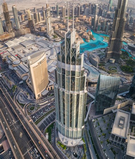 Aerial view of skyscrapers, Dubai, UAE - Stock Image - F039/3555 ...