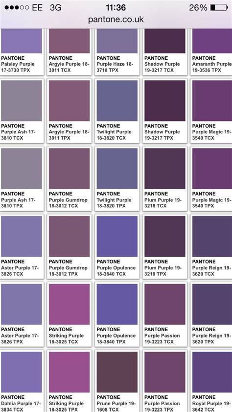 Pantone purples | Purple colour shades, Pantone color chart, Pantone palette