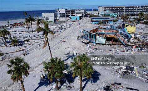 Storm damage from Hurricane Ian at Fort Myers Beach, FL, on Friday ...