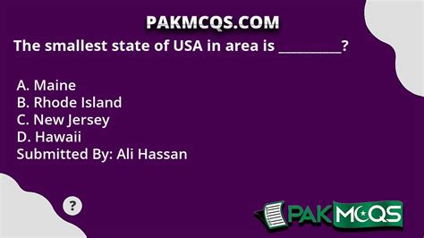 The smallest state of USA in area is __________? - PakMcqs