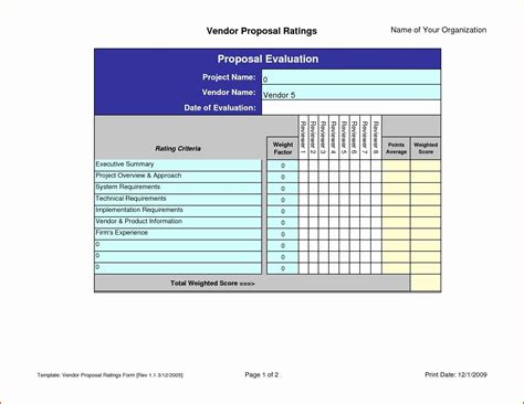 Vendor Scorecard Template Excel