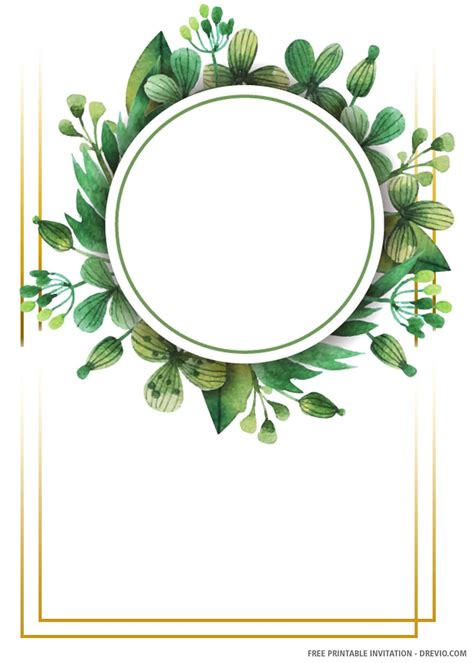 an oval frame with green leaves and gold trimmings on the edges is shown