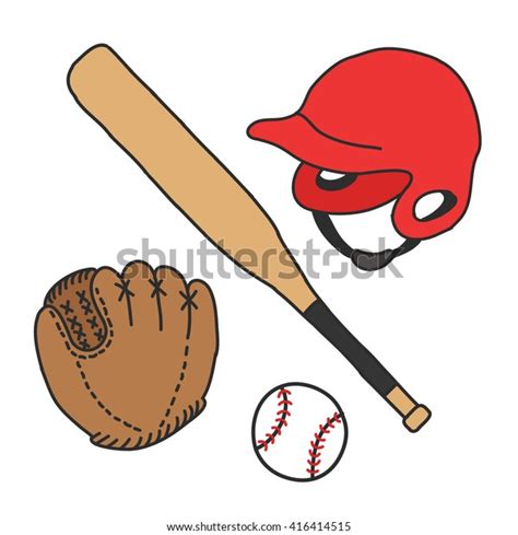 Doodle Icons Baseball Set Vector Illustration Stock Vector (Royalty Free) 416414515