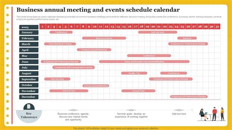 Business Annual Meeting And Events Schedule Calendar PPT Sample