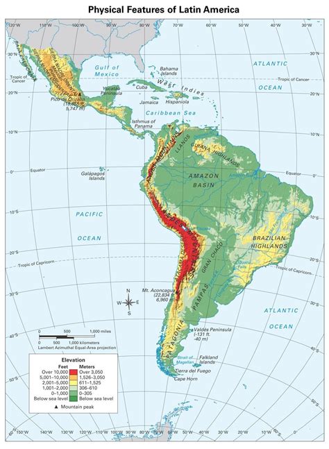 Physical Features of Latin America | Latin america map, North america map, America map