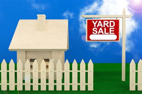 Premium Photo | Yard sale banner sign with beautiful wooden house