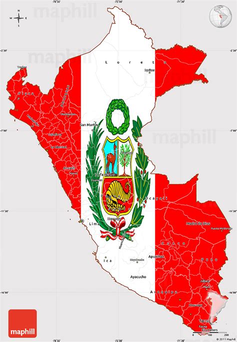 Flag Simple Map of Peru