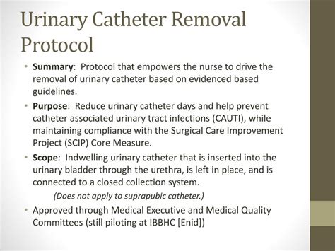 PPT - Urinary Catheter Removal Protocol PowerPoint Presentation, free ...