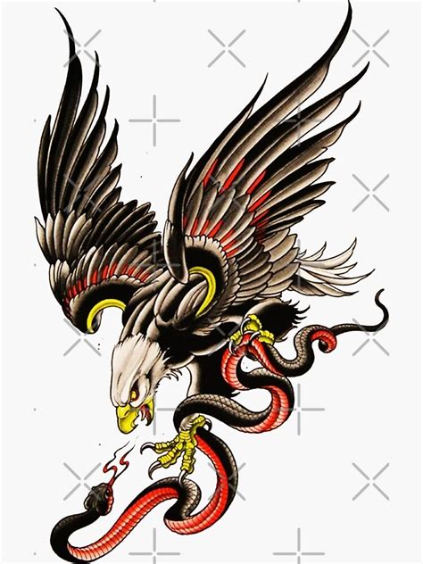 "Traditional Bald Eagle Fighting Snake Tattoo" Sticker for Sale by ...