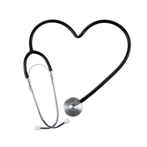 Black stethoscope with heart shape isolated on transparent background ...