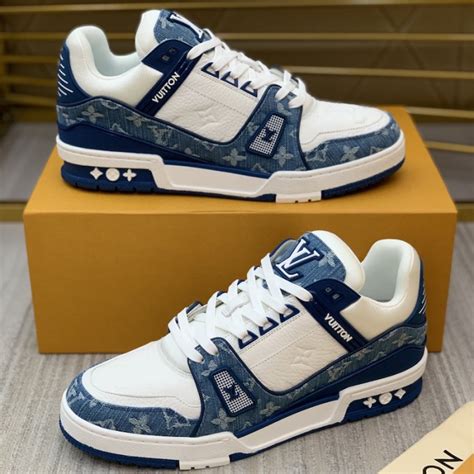 Louis Vuitton Trainer Sneaker 1A9JGT Blue Denim | Gucci men shoes ...