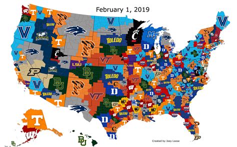 College Basketball Imperialism Map (February 1, 2019) : r/CollegeBasketball