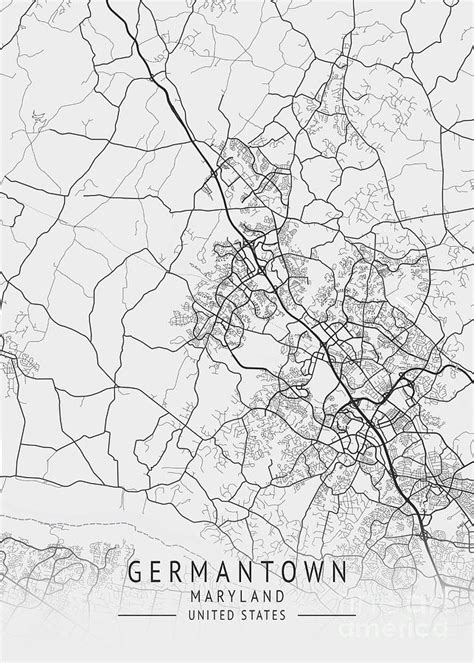 Germantown - Maryland US Gray City Map Digital Art by Tien Stencil ...