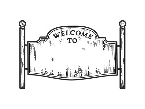 Premium Vector | Welcoming road sign blank poster sketch scratch board ...