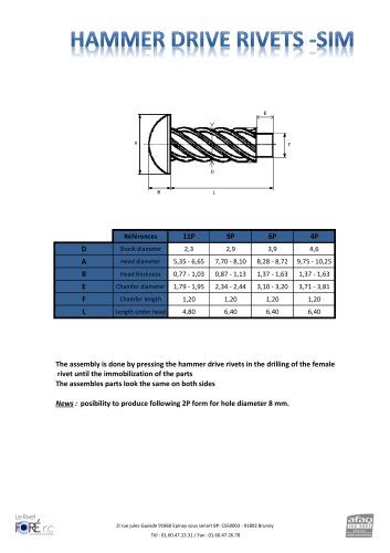 Hammer drive rivets SIM - Le Rivet Foré r.c - PDF Catalogs | Technical Documentation | Brochure