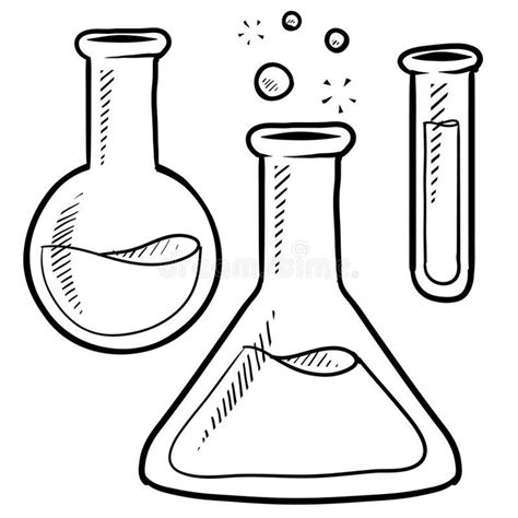 Lab equipment sketch. Doodle style science laboratory beakers and test tubes ill , #AD, #science ...