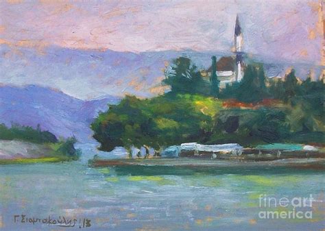 Ioannina Lake Painting by George Siaba - Fine Art America