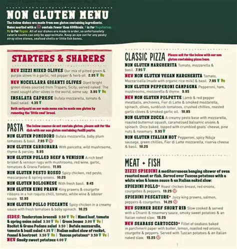 Menu at Zizzi - Pinner pizzeria, Pinner, 6 High St