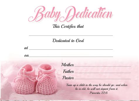 Baby Dedication Certificate – Girl - Apostolic New Life Publications