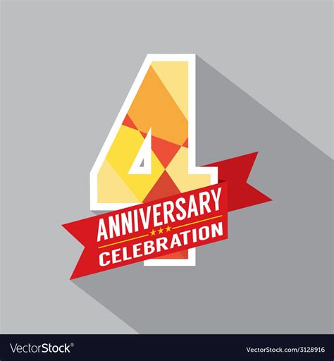 4th years anniversary celebration design Vector Image