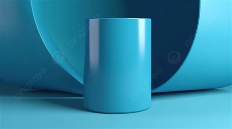 3d Rendered Image Of A Blue Cylinder Vase Background, 3d Mockup Cylinder Display With Soft Blue ...