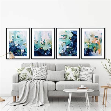 Modern Abstract Art Set Of Four Framed Prints A2 | Large abstract wall ...