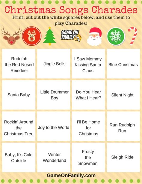 How to Play Christmas Charades: free printable games! - Game On Family