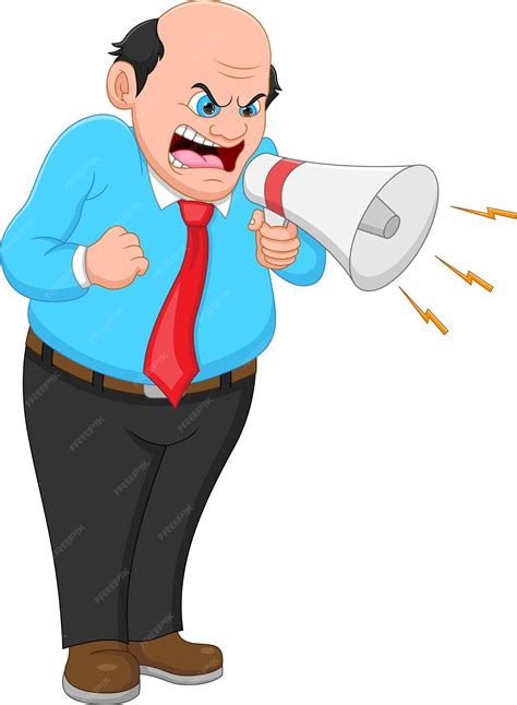 Premium Vector | Cartoon angry boss with megaphone