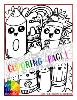 Art Supplies Coloring Page Teaching Resources | Teachers Pay Teachers