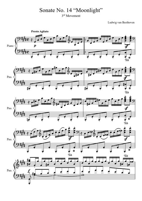 Moonlight Sonata (3rd Movement) - Ludwig van Beethoven Sheet music for Piano (Solo) | Musescore.com