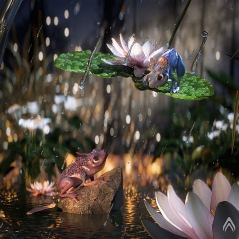 ArtStation - Frogs in the rain.