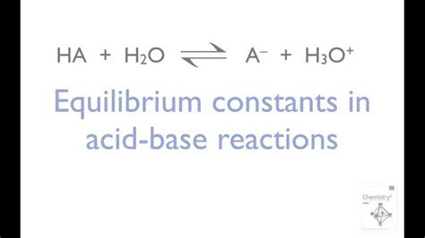 Equilibrium constants in acid-base reactions - YouTube