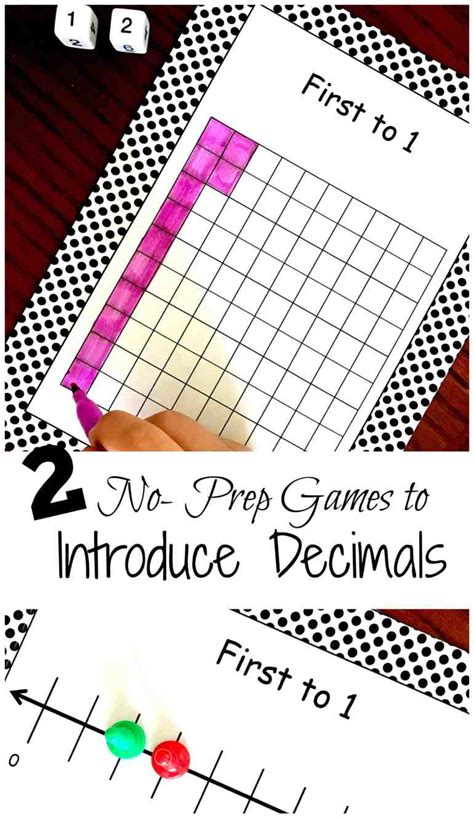 2 No-Prep Printable Decimal Games to Introduce Modeling Decimals