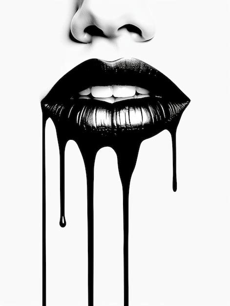 Premium AI Image | a black and white poster of a woman's lips with a ...