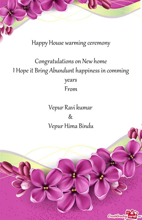 Happy House warming ceremony - Free cards