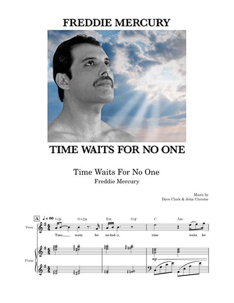 Time Waits For No One - Freddie Mercury Sheet music for Piano, Vocals ...