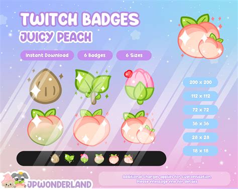 Cute Juicy Peach Twitch Badges / Bit Badges / Sub Badges / - Etsy