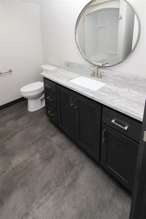 Dark Gray Luxury Vinyl Tile Bathroom Floor | Vinyl tile bathroom, Vinyl tile flooring bathroom ...