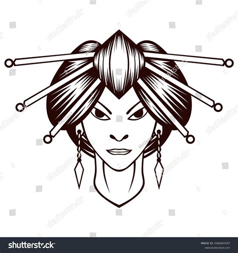 Geisha Logo Black White Geisha Mascot Stock Vector (Royalty Free) 2266003597 | Shutterstock