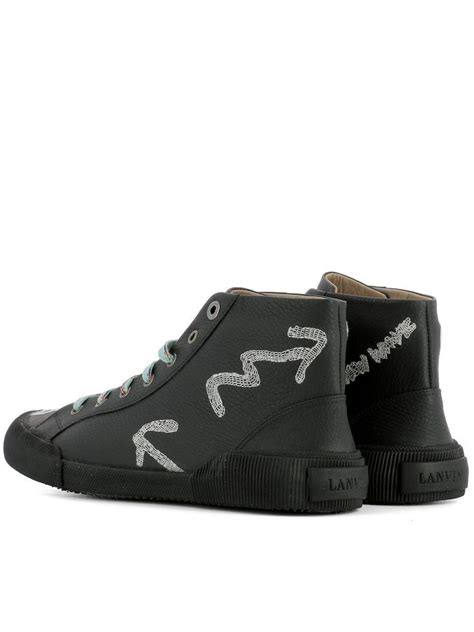 Lanvin Black Leather Sneakers | ModeSens