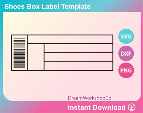 Shoe Box Label Template, SVG, DXF, PNG Printable, Instant Download - Etsy | Label templates, Box ...