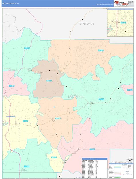 Latah County, ID Wall Map Color Cast Style by MarketMAPS - MapSales.com