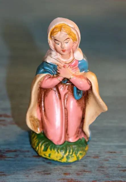 VINTAGE 4.5& SCALE Nativity Virgin Mary Paper Mache Hand Painted Figurine Italy $6.95 - PicClick