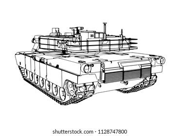 Sketch Military Tank Vector Art Stock Vector (Royalty Free) 1128747833 ...