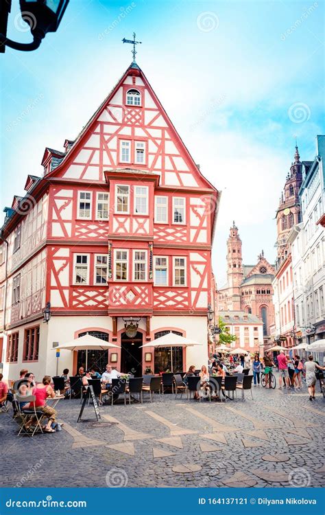 MAINZ, Germany - 21 July 2018. Old Part of the Town with Typical ...